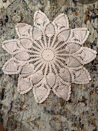 Vintage Handmade Crochet Doily Pale Pink