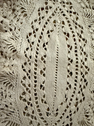 Vintage Handmade Oblong Doily White