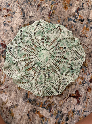 Vintage Handmade Green Round Doily