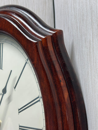 Ethan Allen Oval Wood Wall Clock - Rhythm Quartz Movement (Circa 1984) Vintage
