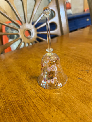 Delicate Hand Painted Glass Bell w/Long Handle