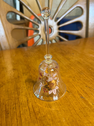 Delicate Hand Painted Glass Bell w/Long Handle
