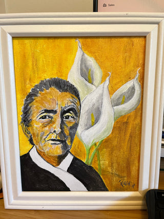 Georgia O'Keeffe Acrylic  Painting White Frame B-10 FASC