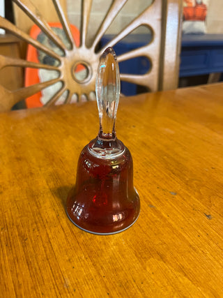 VTG Westmoreland  Mary Gregory Girl On A Fence Ruby Red Bell