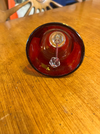 VTG Westmoreland  Mary Gregory Girl On A Fence Ruby Red Bell