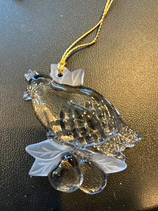 Tiffany  1998 Crystal Ornament - Partridge in a pear tree