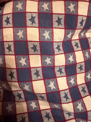 Red White & Blue Cotton Starred Tablecloth approx. 86"  X 54"