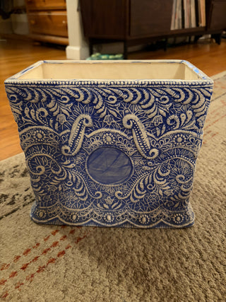 Blue/White Paisley Planter
