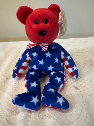 Liberty TY Beanie Baby Red Faced Plush Bear