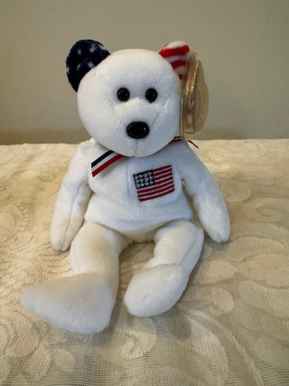 America TY 8" Beanie Baby White