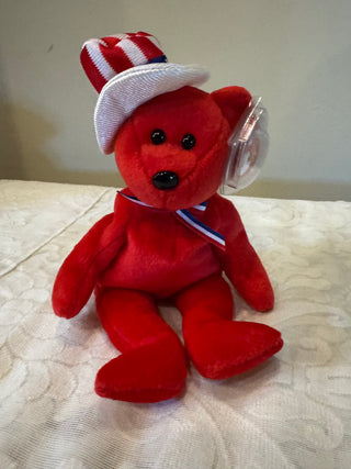 Sam TY Beanie Baby Red Plush Bear