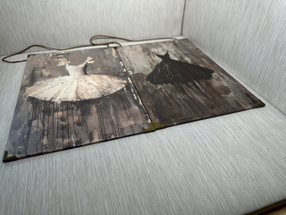 Set of 2 Abstract Ballerina Tutu Wood Board Wall Art Set of 2 Gray Black Ballet Print