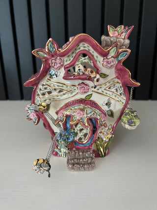 Summer trellis hand painted tea light house