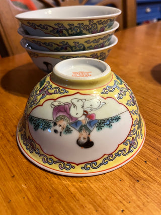 Rare Chinese Jingdezhen Famille Rose? 4.5" Porcelain Rice Bowl EACH