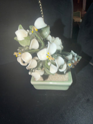 Vintage Chinese Glass Bonsai Tree In Celadon planter