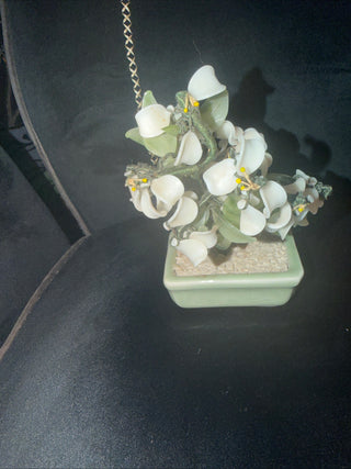 Vintage Chinese Glass Bonsai Tree In Celadon planter