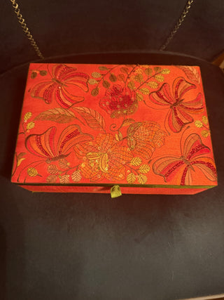 Embroidered Jewelry box approx. 10" X 8" X 3.5"