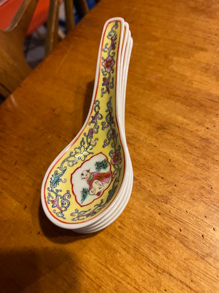 Rare Chinese Jingdezhen Famille Rose?  5.5" Soup Spoon EACH