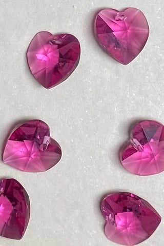 Swarovski Hearts 10mm Fuchsia 6 Pack