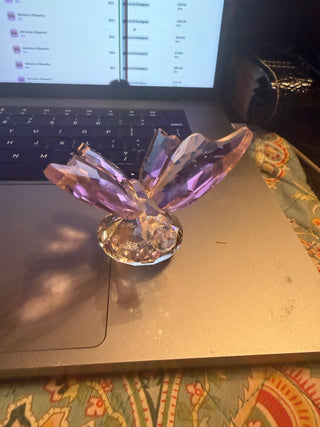 Signed by Oleg Cassini Pink Butterfly Paperweight figurine VV