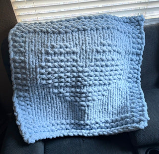 Light Blue Baby/Lap blanket with textured heart