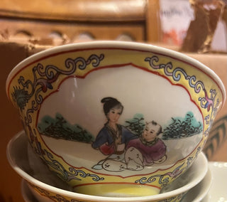 Rare Chinese Jingdezhen Famille Rose? 4.5" Porcelain Rice Bowl EACH