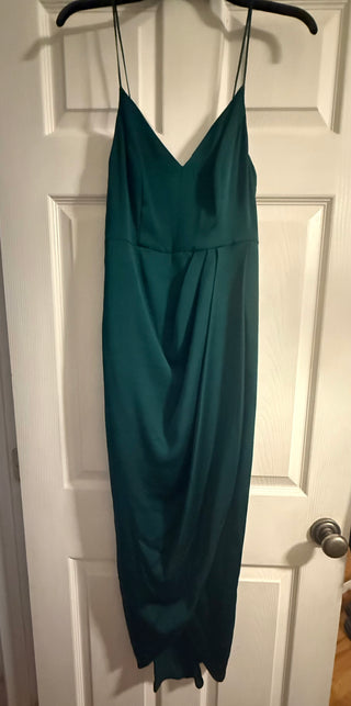 Express XS Green Strappy Satin Midi Dress