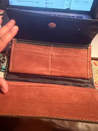 Embroidered Wallet in Leather VV