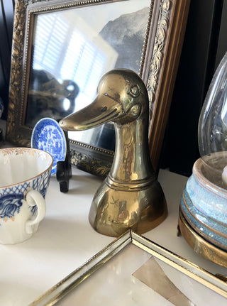 Vintage brass duck head
