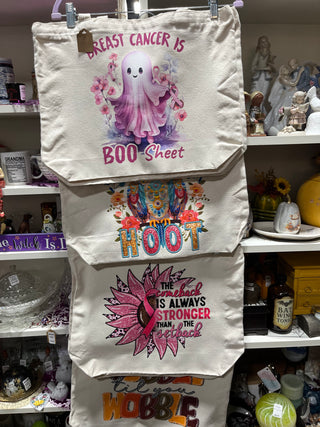 "Breast Cancer Is Boo Sheet" Large Zippered Canvas Bag or Tote
