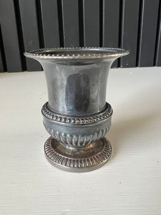 Small silver plate urn vase