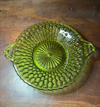 Vtg Indiana avocado green glass dish