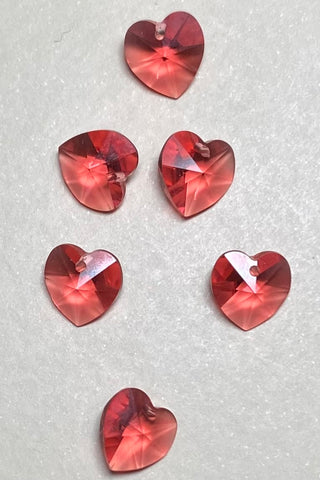 Swarovski Hearts 10mm Padparadscha 6 Pack