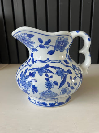 Blue and white chinoiserie pitcher