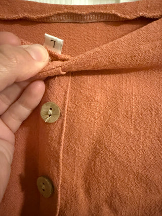 Rust Long Sleeve Crop Button Top