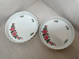 Christineholm Porcelain Rose Tart Pan  Set of 2