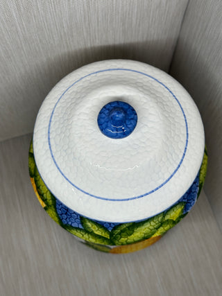 Nonnis Biscotti Cookie Jar Large Ceramic Cannister Lemon Textured Handmade
