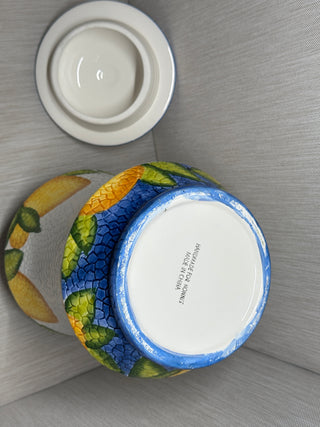 Nonnis Biscotti Cookie Jar Large Ceramic Cannister Lemon Textured Handmade