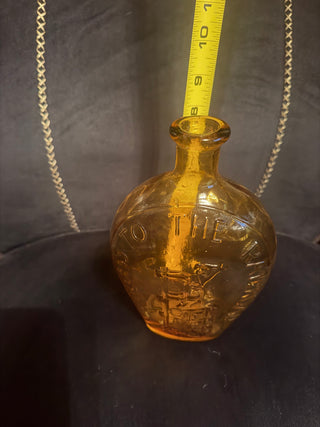 Vintage Brown "Clevenger " Glass Flask /bottle "Success to the Railroad " Approx. 6 1/2 Wide and 8" Tall