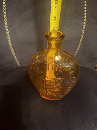 Vintage Brown "Clevenger " Glass Flask /bottle "Success to the Railroad " Approx. 6 1/2 Wide and 8" Tall