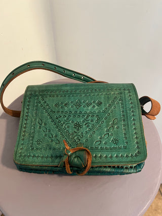 Green leather purse