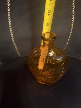 Vintage Brown "Clevenger " Glass Flask /bottle "Success to the Railroad " Approx. 6 1/2 Wide and 8" Tall