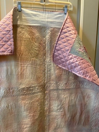 Quilted Wall hanging 3-D floral appliques, pink 37" x 37"