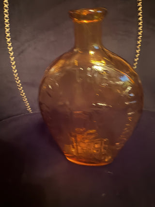 Vintage Brown "Clevenger " Glass Flask /bottle "Success to the Railroad " Approx. 6 1/2 Wide and 8" Tall