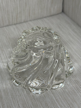 Mikasa Peppermint Swirl Crystal Candy Bowl Small Clear Glass Scalloped 4"