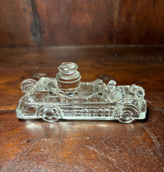 Vtg glass candy container fire engine