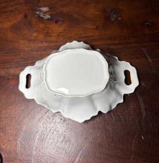Victorian light green&floral porcelain dish