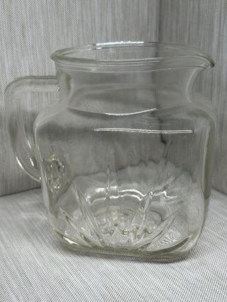 VTG Federal Glass Clear Starburst Pitcher Square Refrigerator Juice Jug As Is
