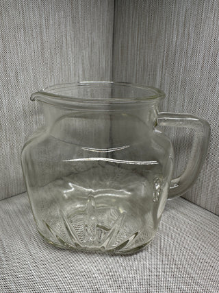 VTG Federal Glass Clear Starburst Pitcher Square Refrigerator Juice Jug As Is