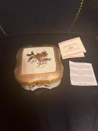 Limoges Gilt Porcelain, Brass with silver &  gold details Jewelry Box
